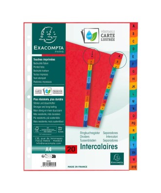 Intercalaire indexé NF A4 A-Z touches