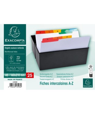 Fiches intercalaires A-Z 25 onglets A5