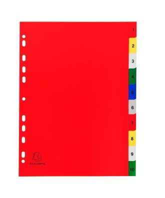 Intercalaires 1-10 A4 PP onglets imprimé