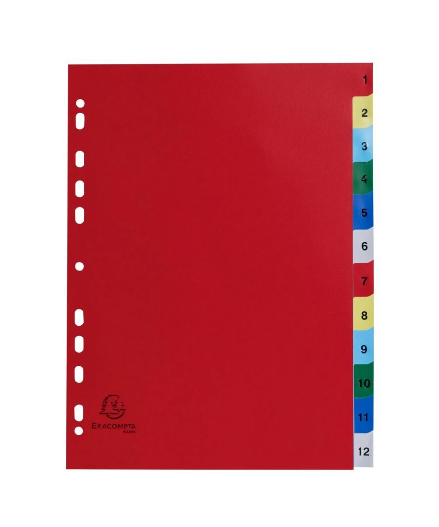 Intercalaires 1-12 A4 PP onglets imprim.