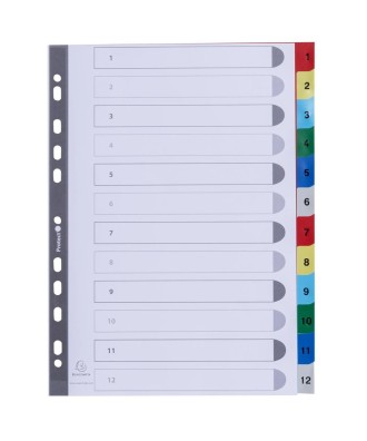 Intercalaires 1-12 A4 PP onglets imprim.