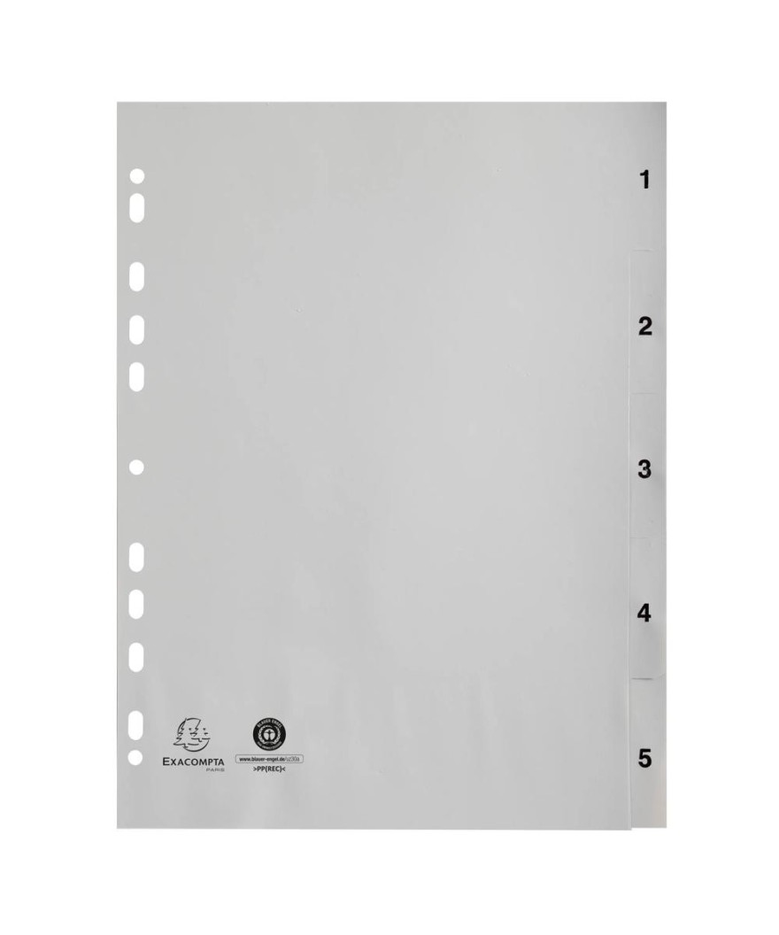 Intercal.impr.A4 Num.1-5 PP recycl gris