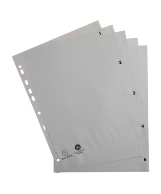Intercal.impr.A4 Num.1-5 PP recycl gris