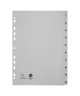 Intercal.impr.A4 Num.1-10 PP recycl gris