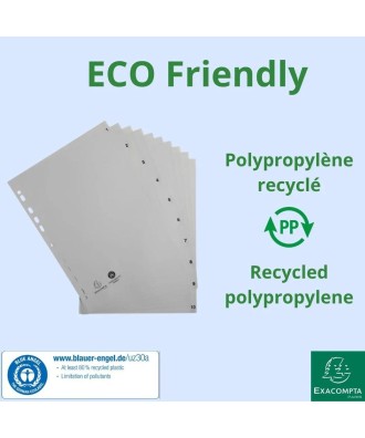 Intercal.impr.A4 Num.1-10 PP recycl gris