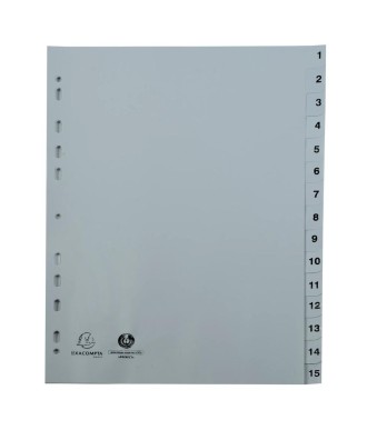 Intercal.impr.A4 Num.1-15 PP recycl gris