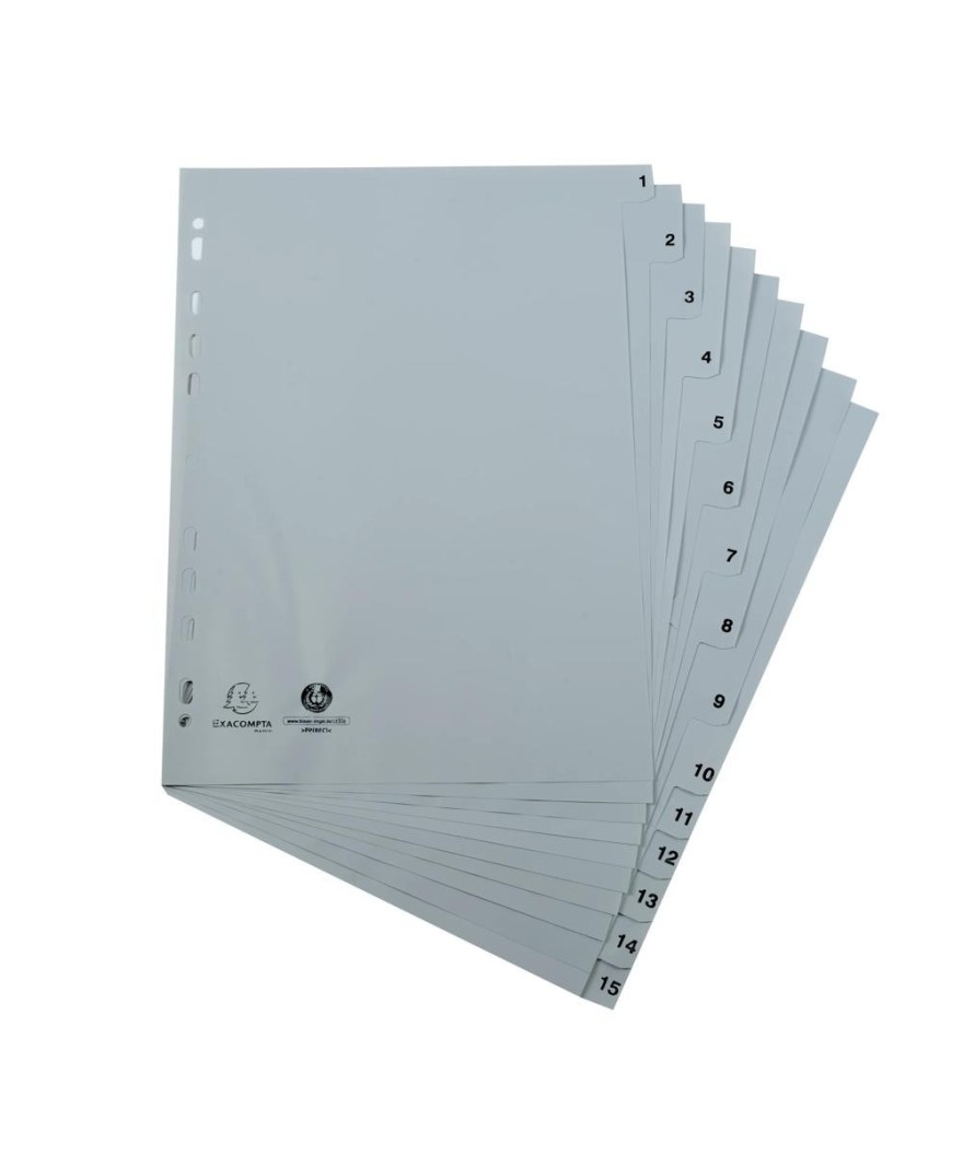 Intercal.impr.A4 Num.1-15 PP recycl gris