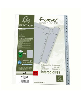 Intercalaires PP recycl gris A4 26p A-Z