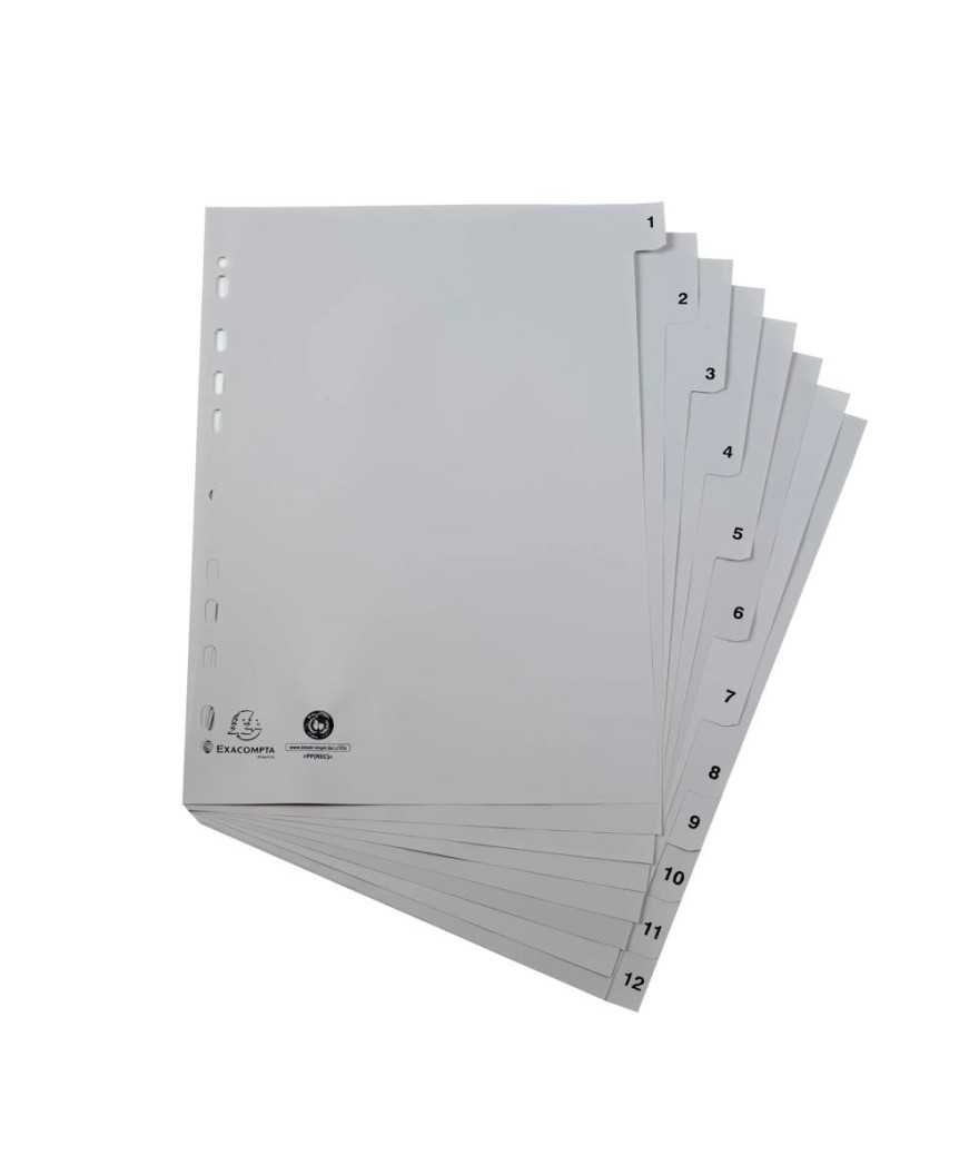 Intercal.impr.A4 Num.1-12 PP recycl gris