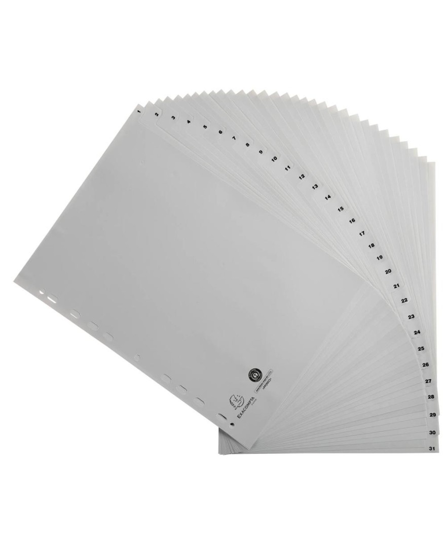 Intercalaires 1-31 A4 PP gris ongl.impr.