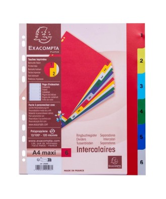 Intercalaires 1-6 A4+ PP onglets imprim.
