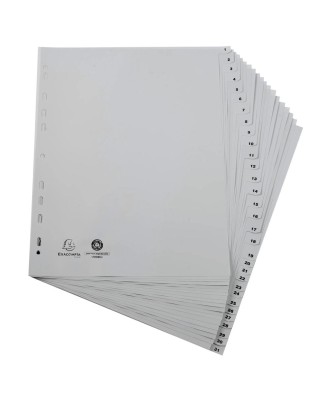 Intercalaires 1-31 A4+ PP gris ongl.imp.