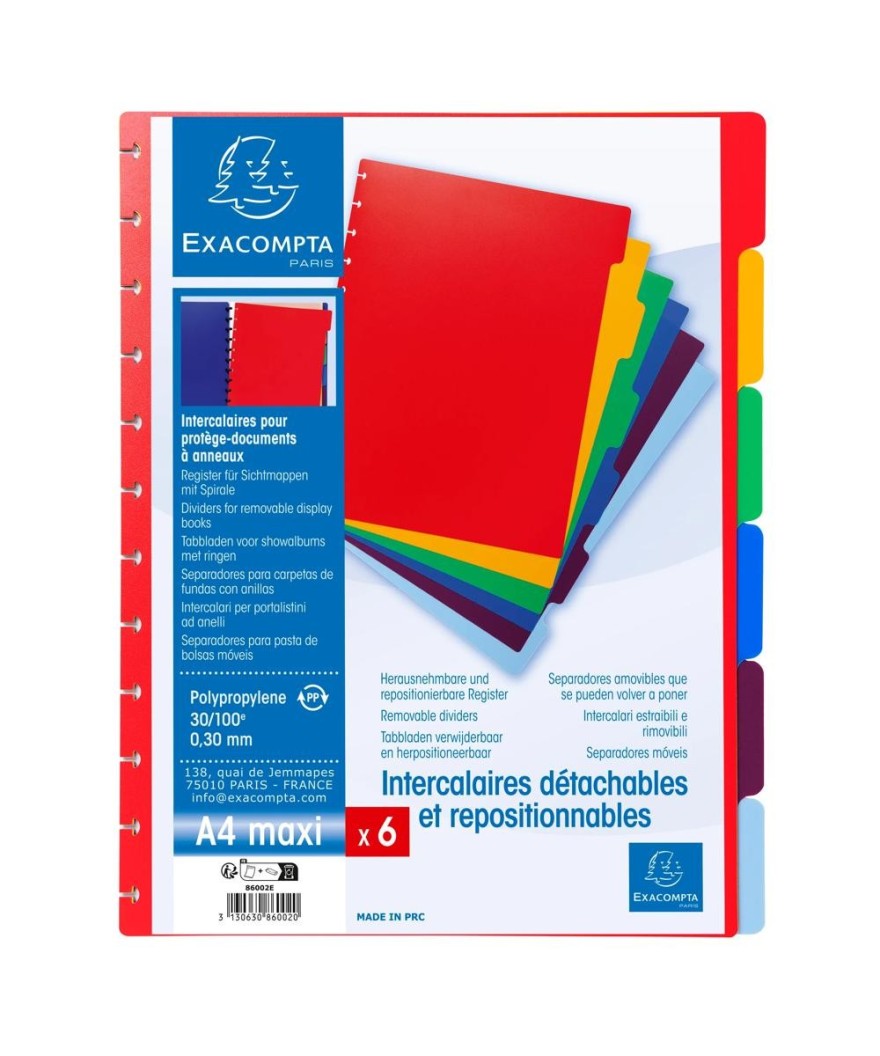 Intercalaires 6P. pr prot-doc amovible