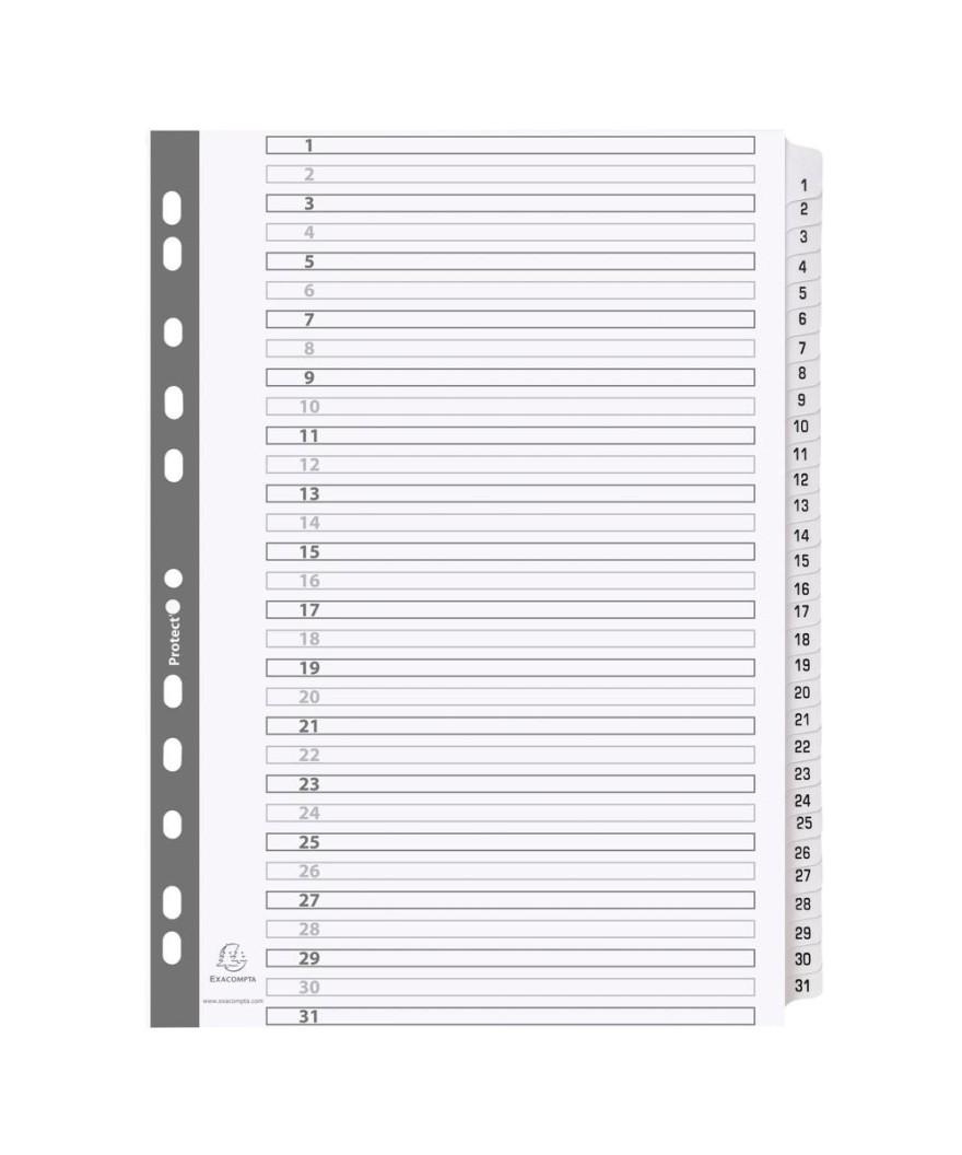 Intercal.carte blanche A4 31 Pos. 1-31
