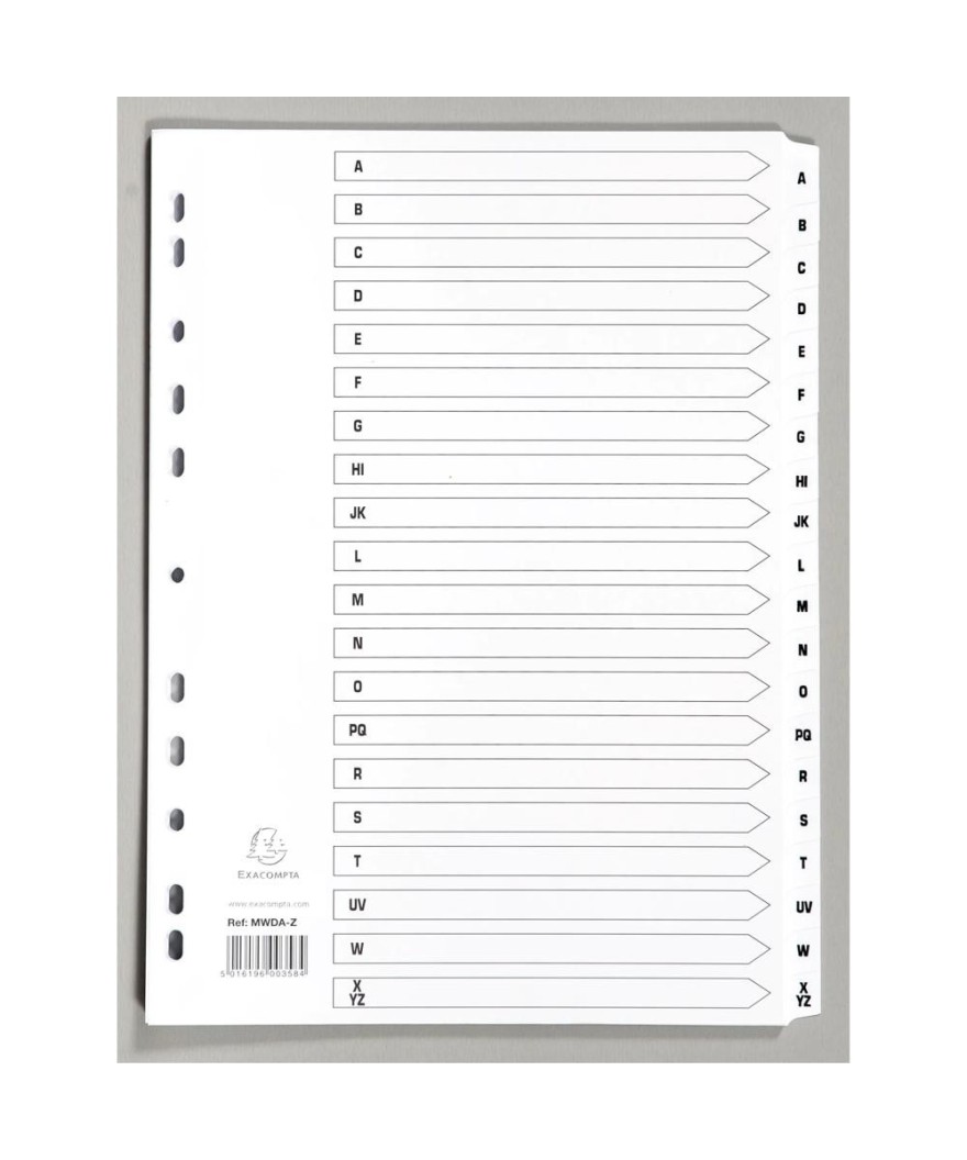 Intercal.carte blanche A4 20 Pos. A-Z