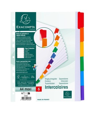Intercal. 6P A4+ carte blan.+ongl.coul.