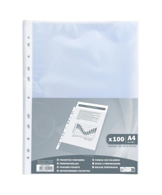 SACH.100 POCH.PERFO A4 PP Grainé 4/100