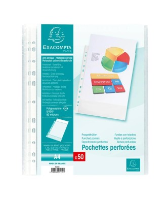 Sachet 50 poch.perf. PP grainé 5/100° A4