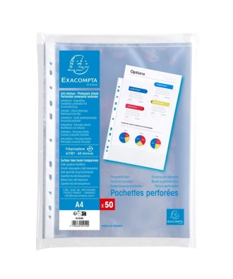 Sachet 50 poch.perf. PP lisse 6/100° A4