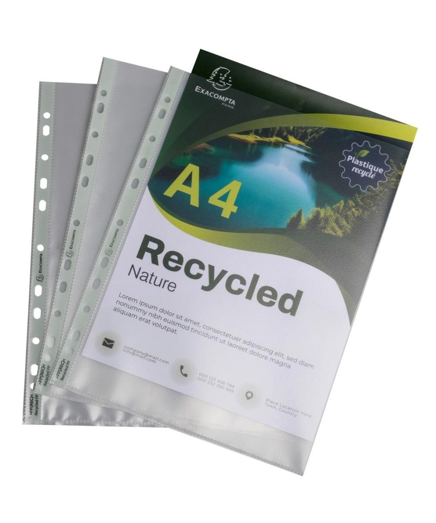 Pt 25 Poch.perforées PP recyclé  120µ A4