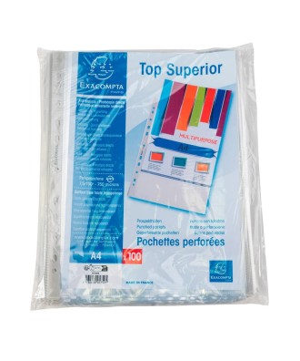 Sach.100 poch.perfo A4 PP 75 lisse