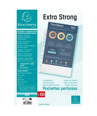 Sach.100 poch.perfo A4 PP Premium grainé