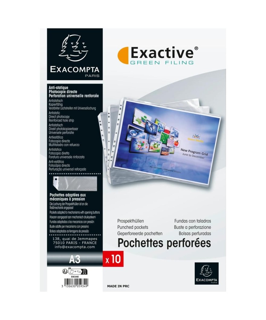 Sach.10 pochettes perf. Exashow A3