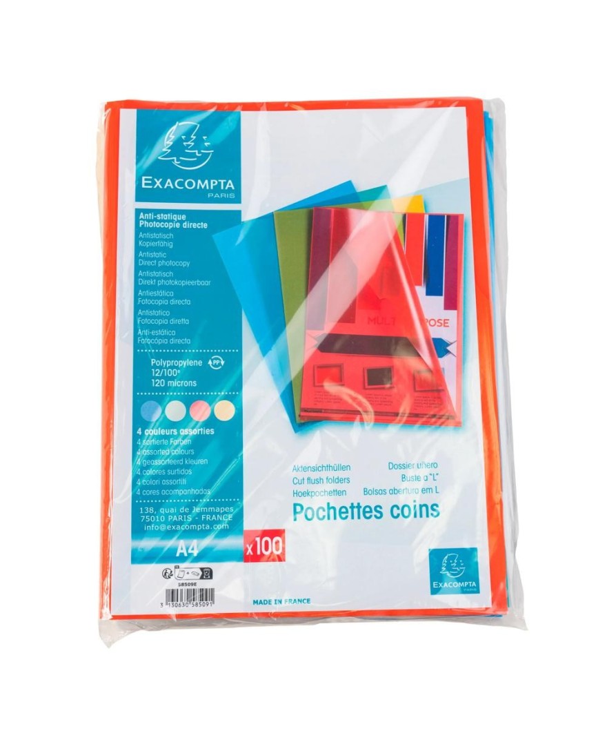 Sachet100 poch.Coin A4 PP grainé 120 as