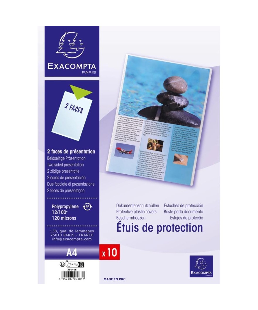 SACHET 10 ETUIS SIMPLES PP 12/100 A4