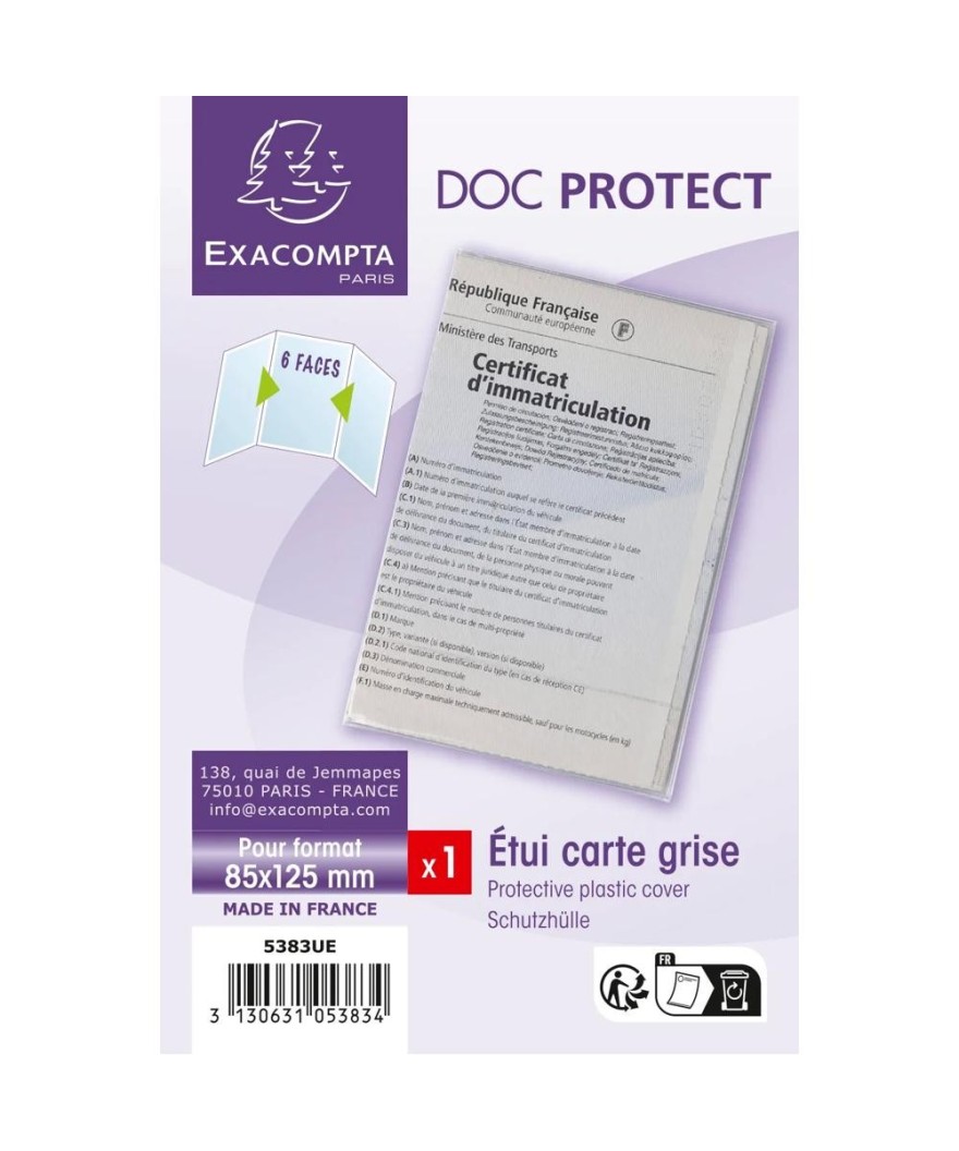 Etui de protection 3V PVC Carte Grise