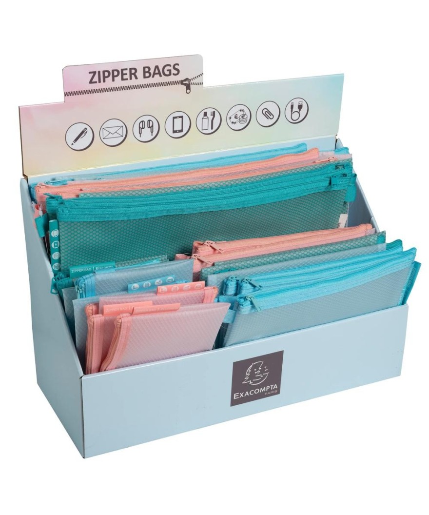 Présentoir 36 Pochettes Zip Chrom Pastel
