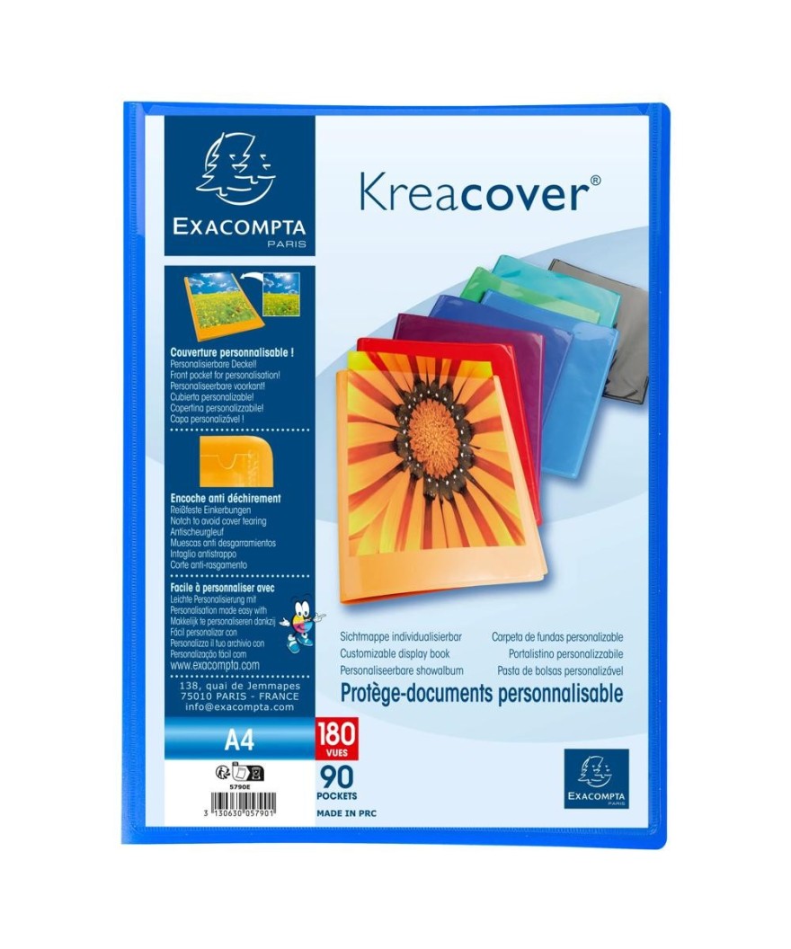Porte-vues PP A4 180 vues KREACOVER ass.