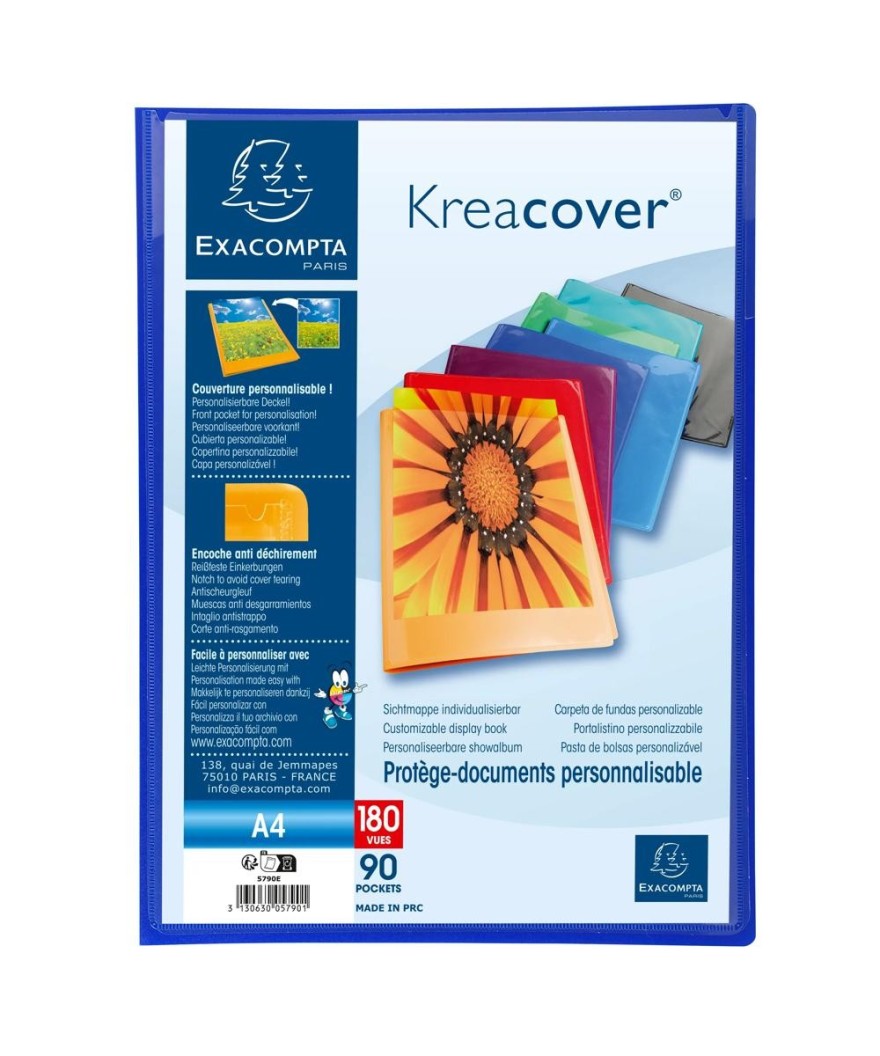 Porte-vues PP A4 180 vues KREACOVER ass.