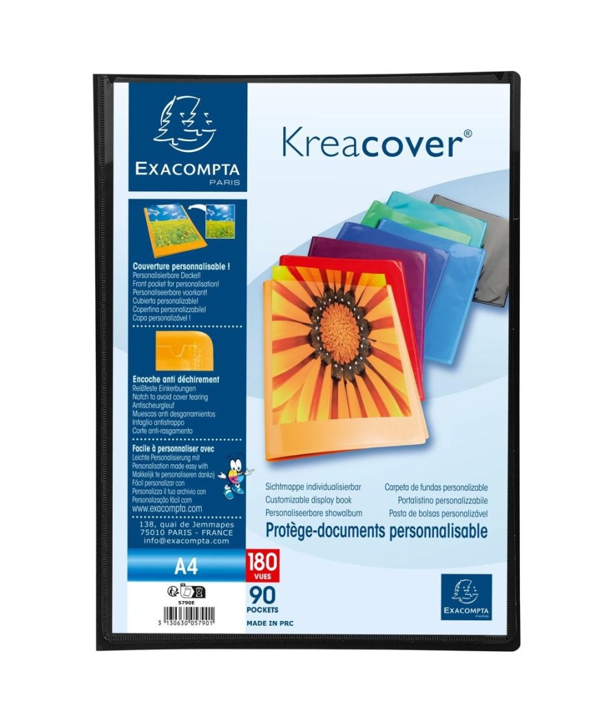 Porte-vues PP A4 180 vues KREACOVER ass.