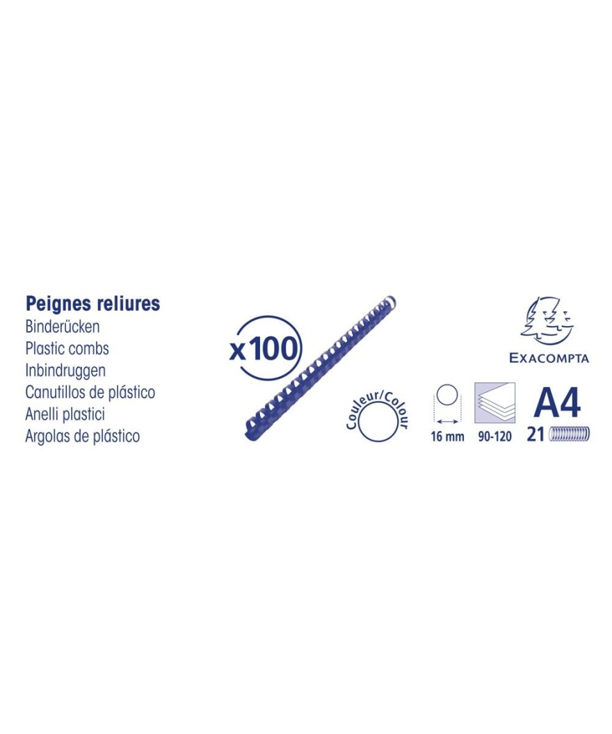 Boite 100 peignes plastique 16mm A4 noir
