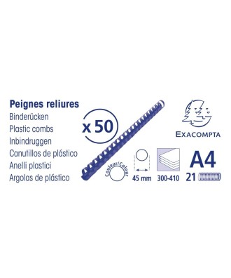 Boite 50 peignes plastique 45mm A4 noir