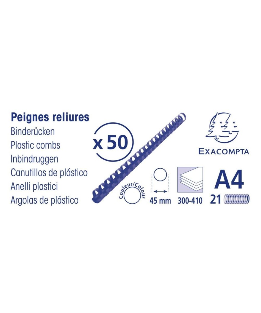 Boite 50 peignes plastique 45mm A4 noir