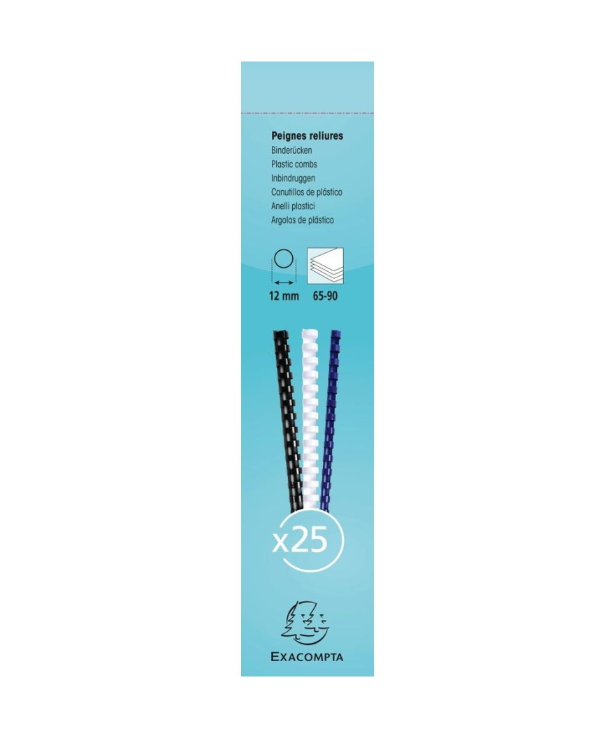 Bte 25 peignes plastique 12mm A4 blanc