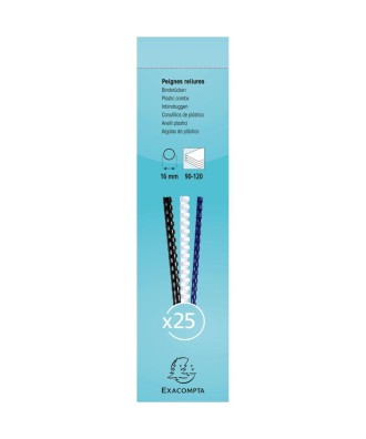 Boite 25 peignes plastique 16mm A4 noir