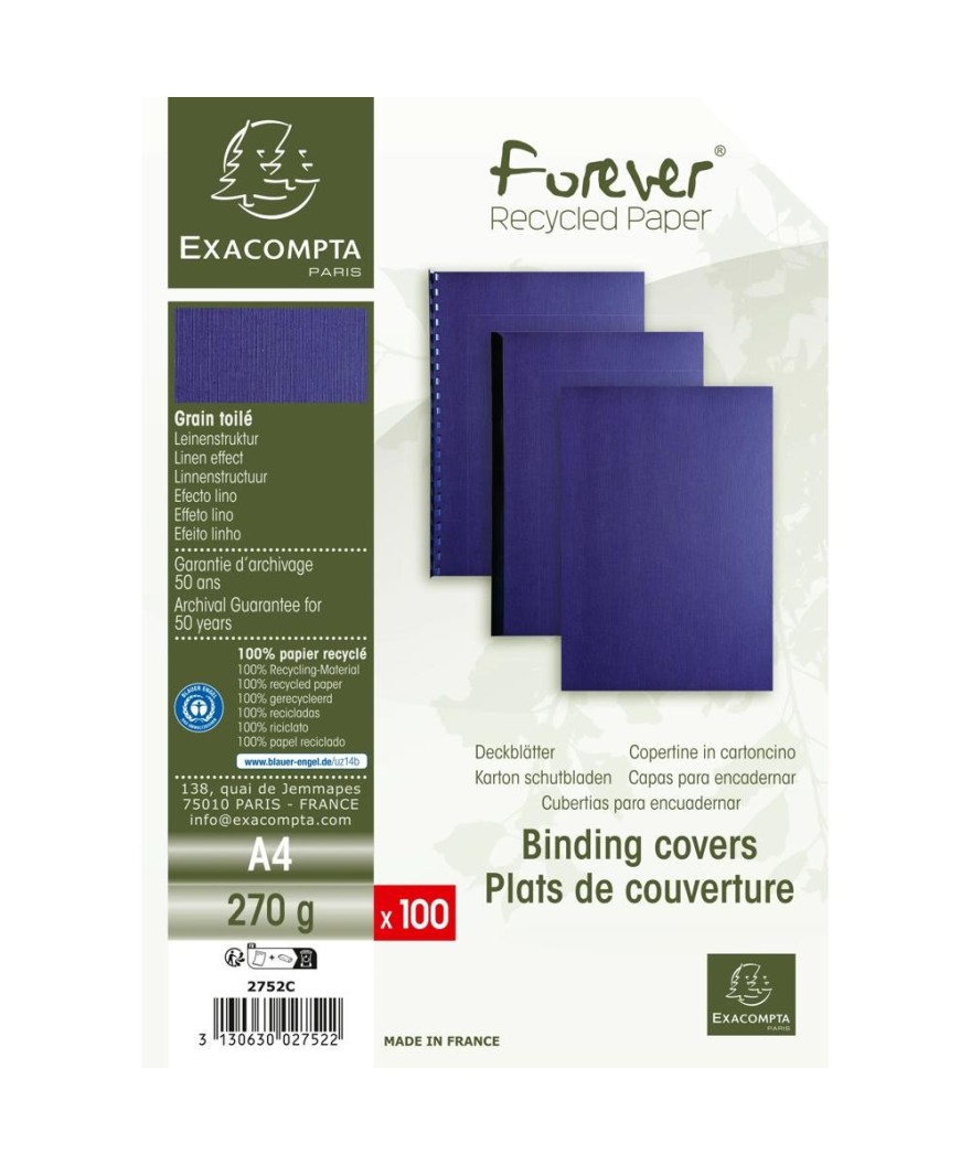 PK 100F FOREVER LINEN bleu A4 270G