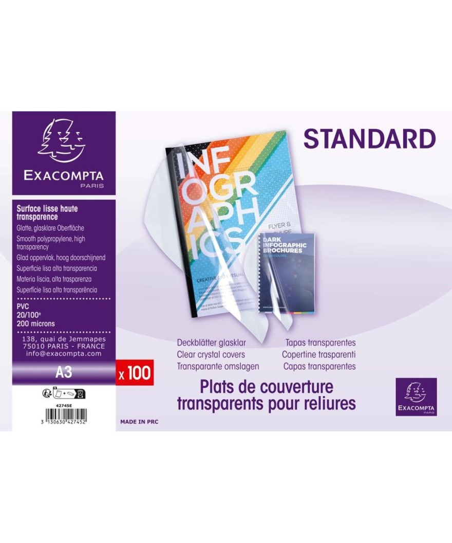 Bte 100 plats A3 PVC Cristal 20/100°