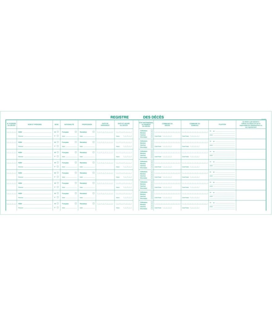 REGISTRE DES DECES 24X32 100p.