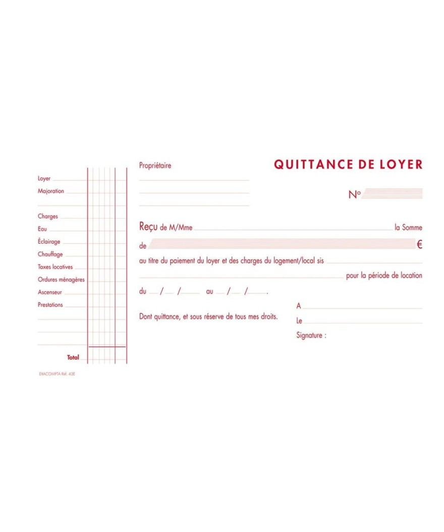 QUITTANCES LOYER 12,5/21 50T A.