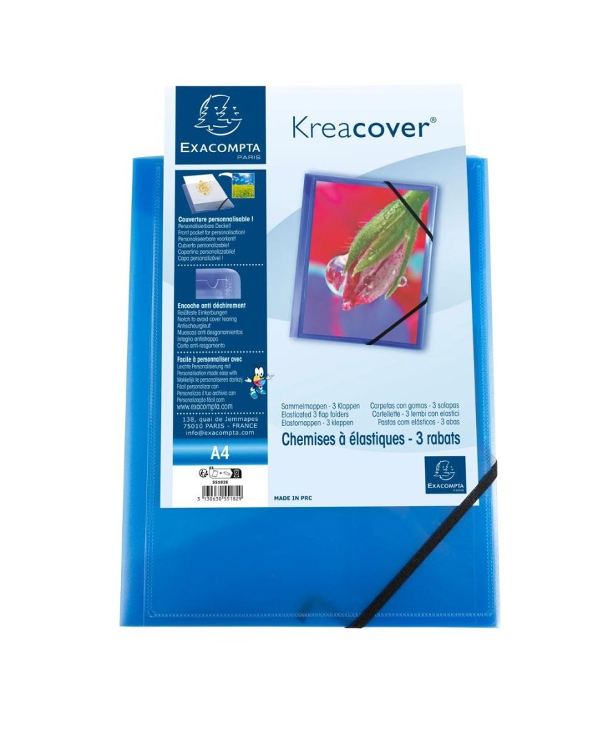 Chem. 3 rab. élast. Perso PP A4 KC bleu