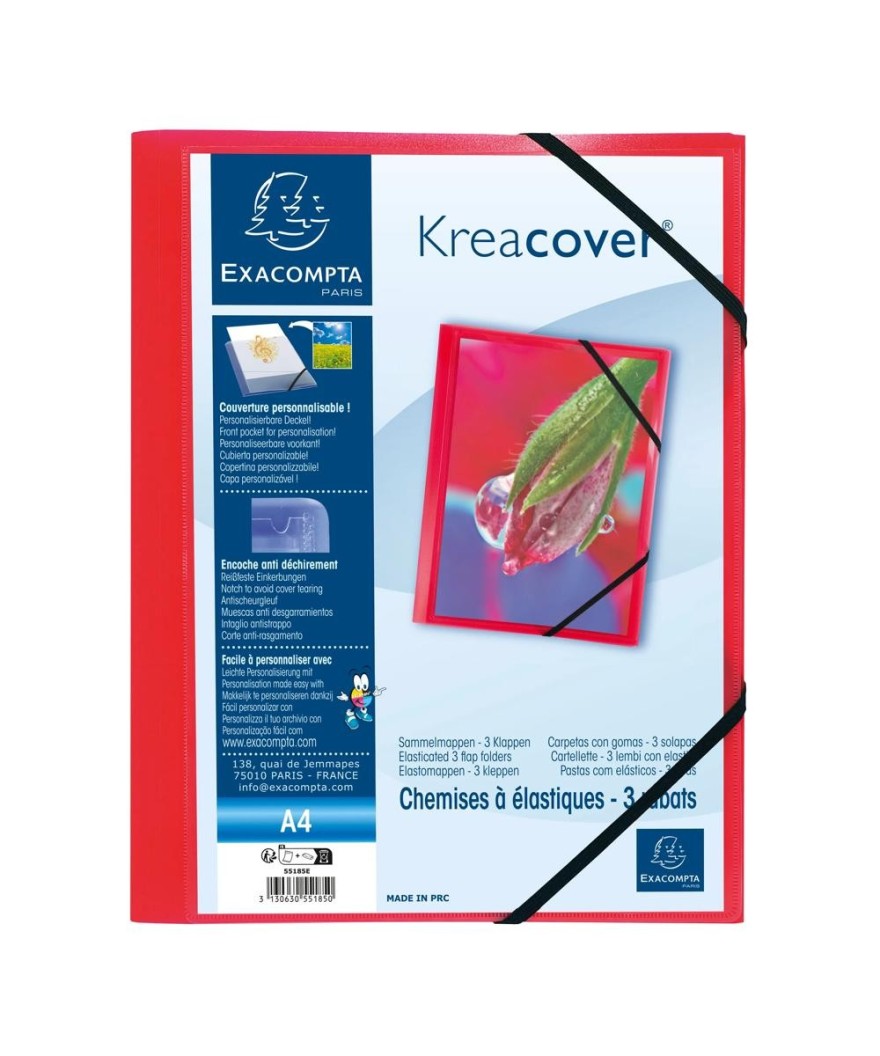 Chem.3 rab. élast.PP A4 KreaCover rouge