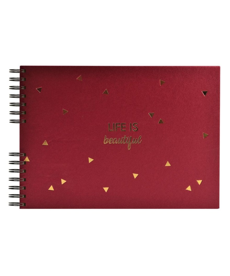 Album spiral 50p.noir 32x22cm LIFE rouge