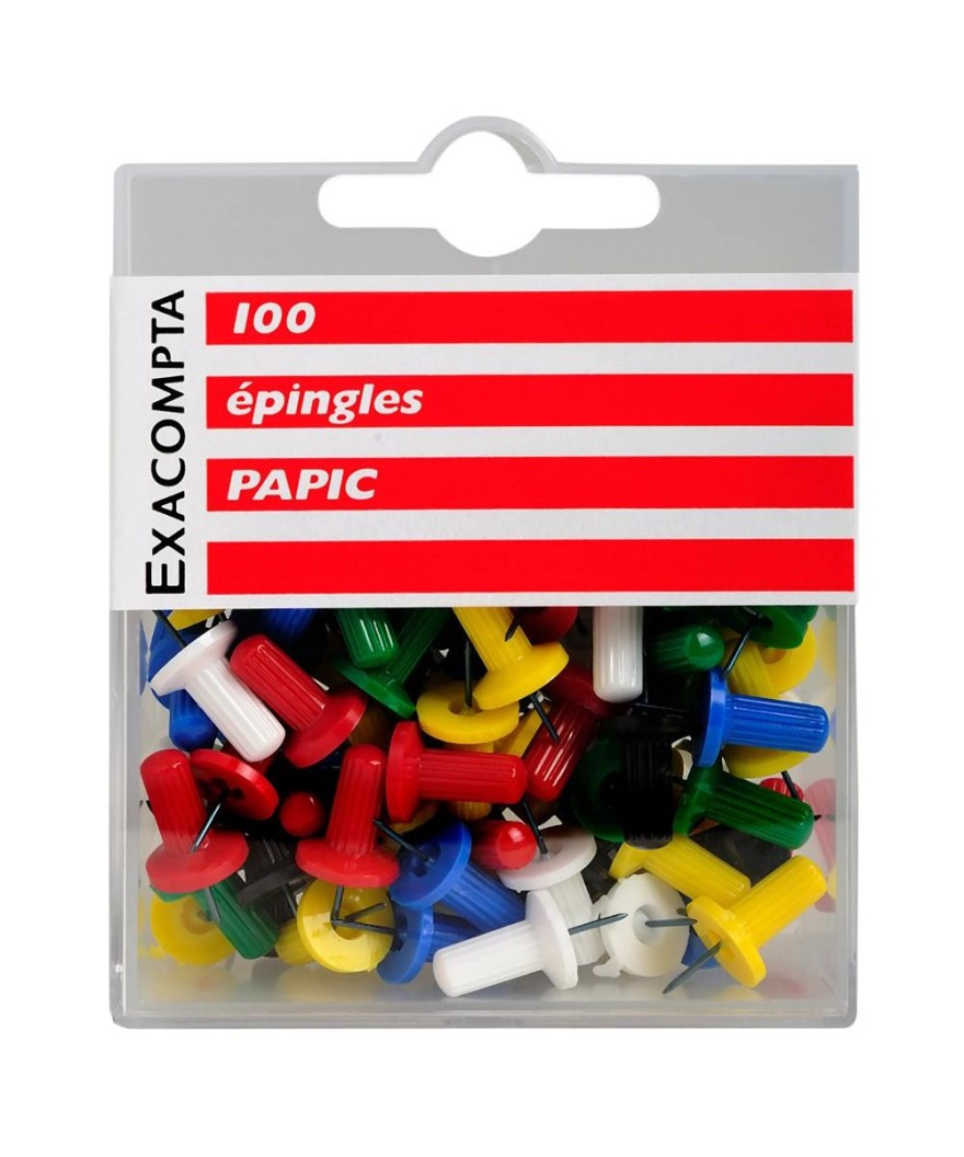 BTE 100 EPINGLES PAPIC 10MM C.ASS.