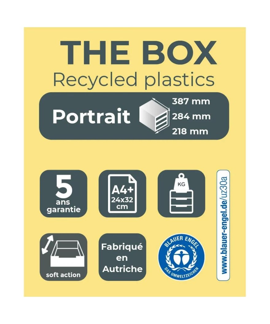 THE BOX 5 tiroirs ouvert ECOBlack noir