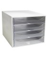 ECOBOX Caisson 4 tiroirs gris/cristal