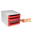 ECOBOX Caisson 4tiroirsOFFICE gris/rouge